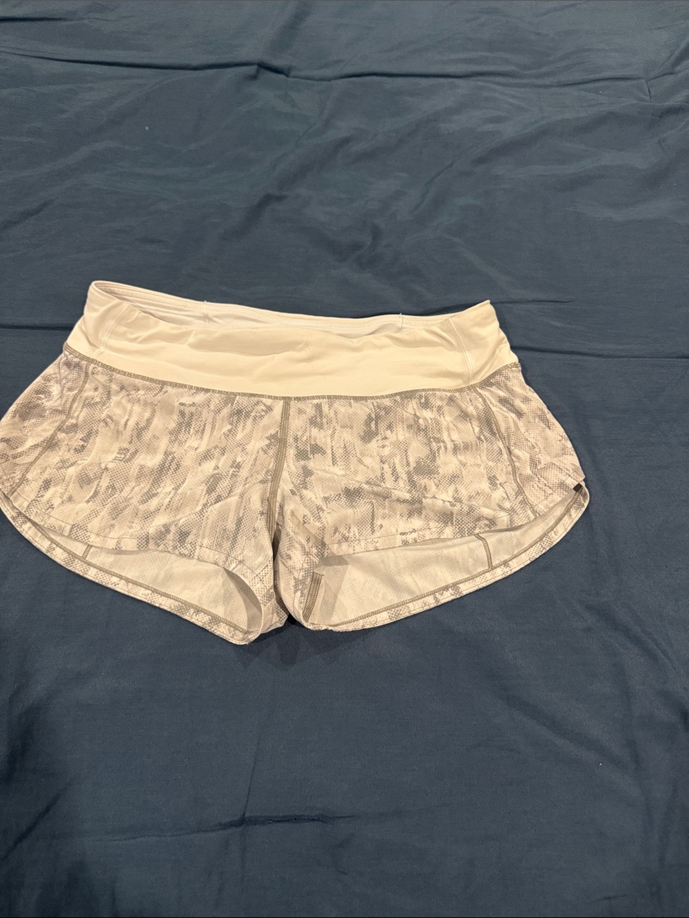 lululemon athletica White and Gray Patterned Athletic Shorts